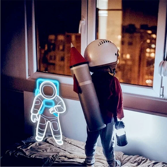 Neon Glowing Astronaut Space Galaxy Star Astronomy LED Wall Decor Light Gift - Picture 4 of 6